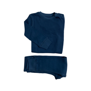 Waffle Set blu – Maglietta e Leggings in cotone nido d’ape