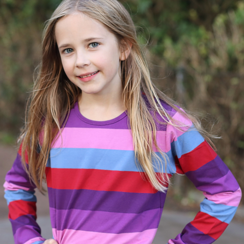 Abito manica lunga a righe viola Himalaya - immagine 3