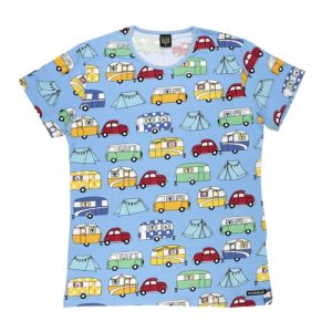 Maglietta manica corta Camping azzurra DA ADULTO