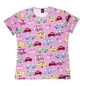 Maglietta manica corta Camping rosa DA ADULTO