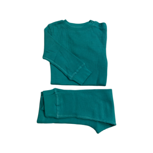 Waffle Set turchese – Maglietta e Leggings in cotone nido d’ape