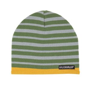 Berretto pile a righe verde Moss/grigio Fossil