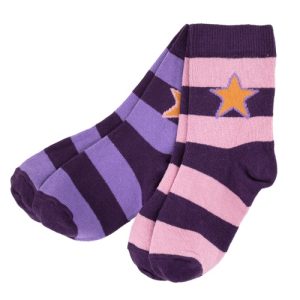 Calzini 2-pack a righe viola Mulberry e rosa Rose