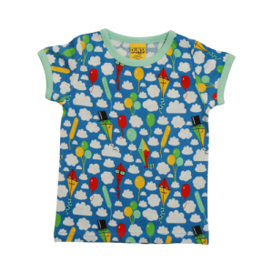 Maglietta manica corta blu Aquiloni e nuvole