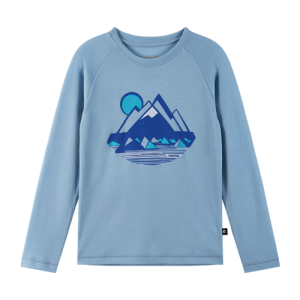 Maglietta manica lunga azzurra Viisas in Lana merino e Lyocell