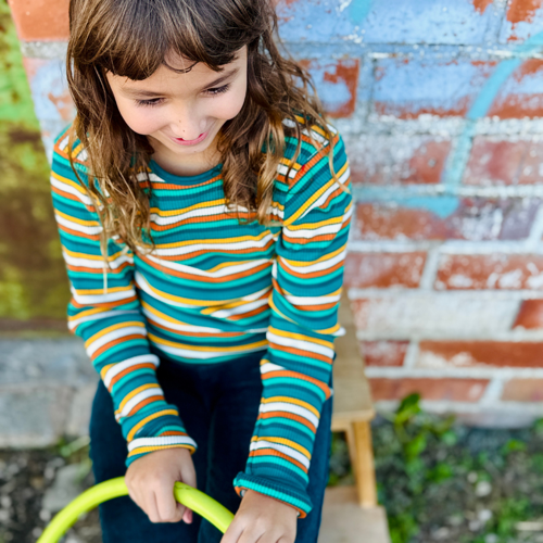 Maglietta rib manica lunga righe verdi Cypress - immagine 3