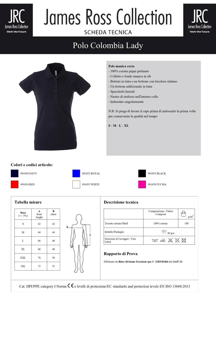 POLO A MANICA CORTA JRC COLOMBIA LADY DONNA - immagine 9