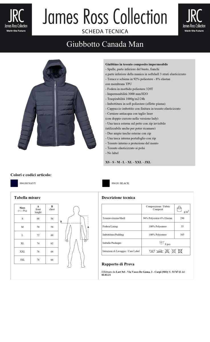 GIACCA IMBOTTITA IMPERMEABILE JRC CANADA MAN UOMO - immagine 5