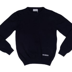 BIKKEMBERGS KIDS maglia pullover blu girocollo cotone caldo logo BK1327