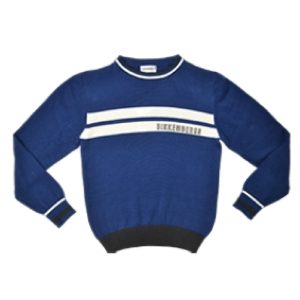 BIKKEMBERGS KIDS maglia azzurra e bianca in cotone invernale bk1899 con stampa marchio PETROLIO