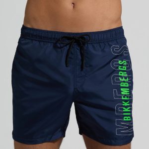 BIKKEMBERGS Boxer mare uomo stampa logo BKK25MBM03 navy