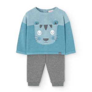 BOBOLI Completo bimbo maglia e pantalone ACQUAMARINA