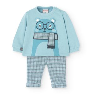 BOBOLI Boboli Completo di felpa e pantaloni in cotorne per neonato maschio 109156-2597 celeste ACQUAMARINA