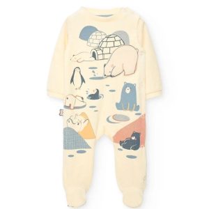 BOBOLI Pagliaccetto per neonato in ciniglia con animali 112048 ECRU