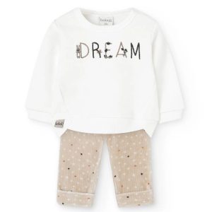 BOBOLI Completo neonata felpa e pantaloni in maglia STAMPATO