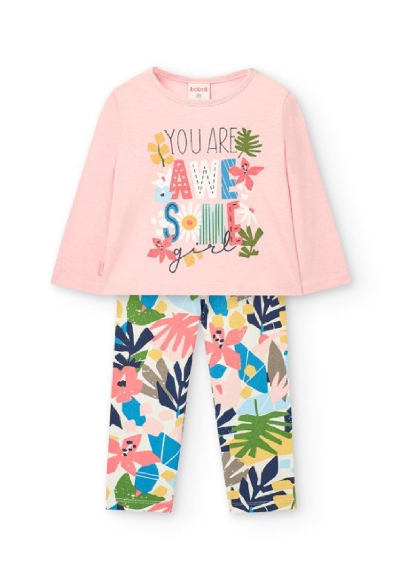 BOBOLI Completo di maglietta e leggings in maglina per bambina 201137 flamingo - immagine 2