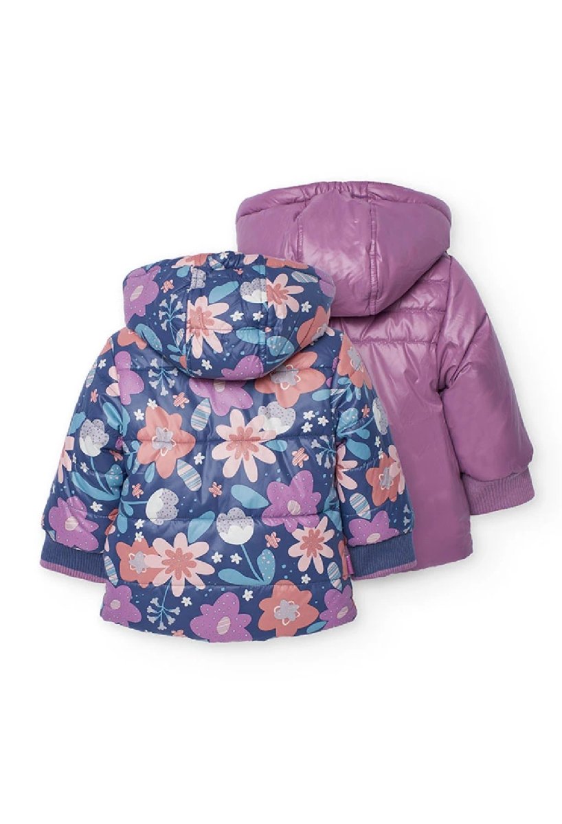 BOBOLI Parka bambina tessuto tecnico reversibile lilla con fiori double face STAMPATO - immagine 3