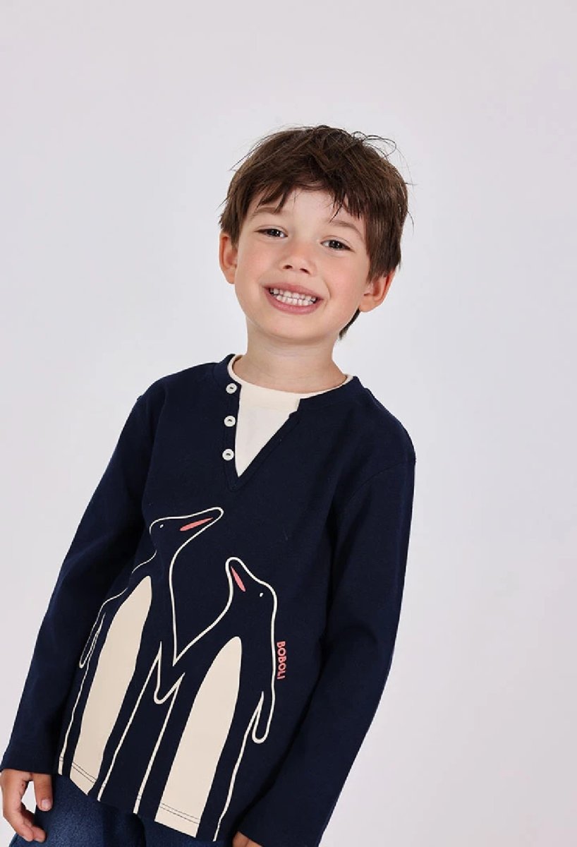 BOBOLI Maglietta bambino in maglia blu navy con pinguini MARINAIO - immagine 3