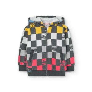 BOBOLI felpa leggera con zip e cappuccio removibile 341143 STAMPATO