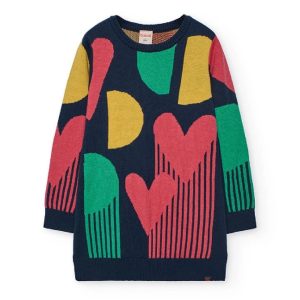 BOBOLI Abito cuori blu navy MARINAIO