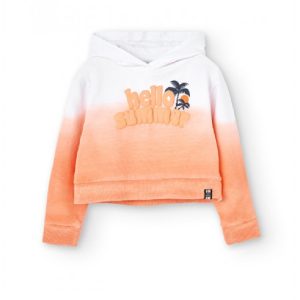 BOBOLI maglia felpa primaverile con cappuccio e stampa 446127 peach