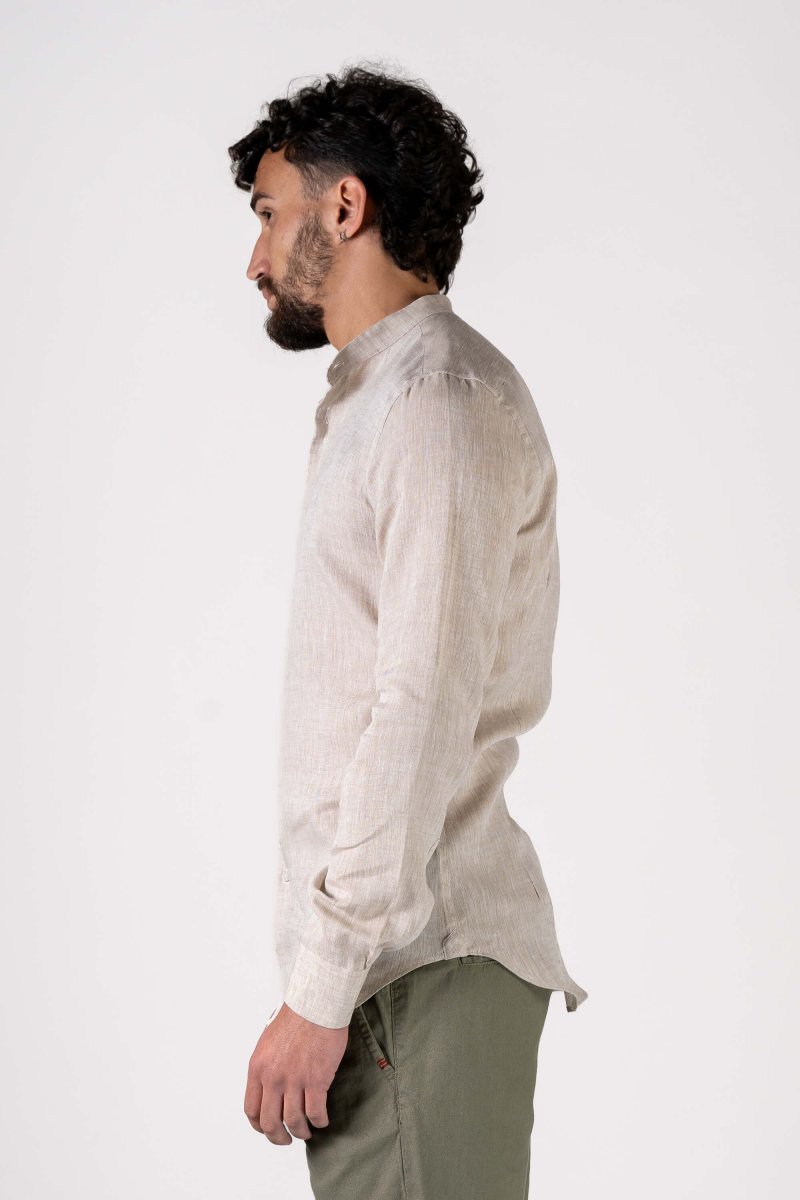 CAMICIA LINO COLLO KOREANA - CUSTOM - LAVATO - immagine 7