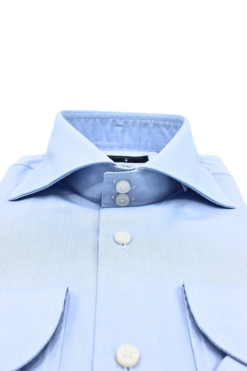 CAMICIA TWILL CUSTOM-DOPPIO BOTTONE-CON RIPRESE - immagine 6