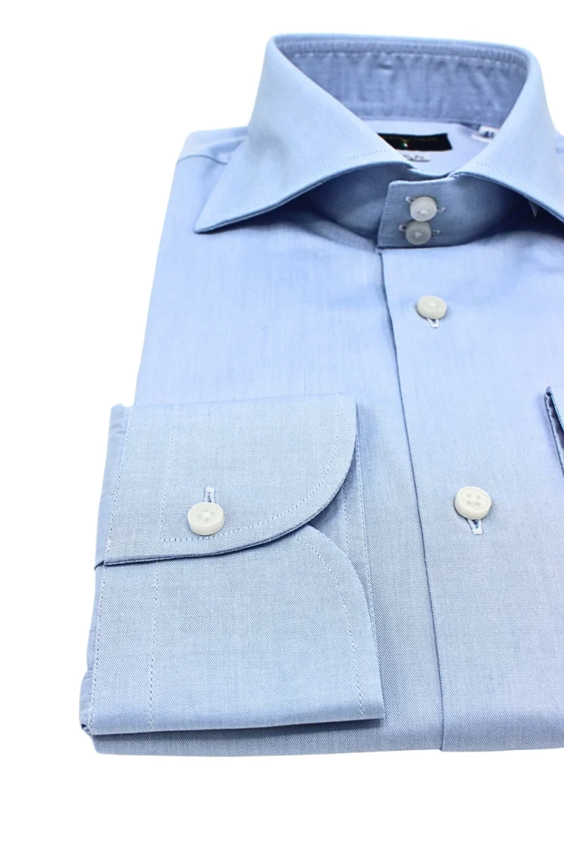 CAMICIA TWILL CUSTOM-DOPPIO BOTTONE-CON RIPRESE - immagine 4