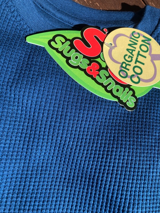 Waffle Set blu – Maglietta e Leggings in cotone nido d’ape - immagine 3