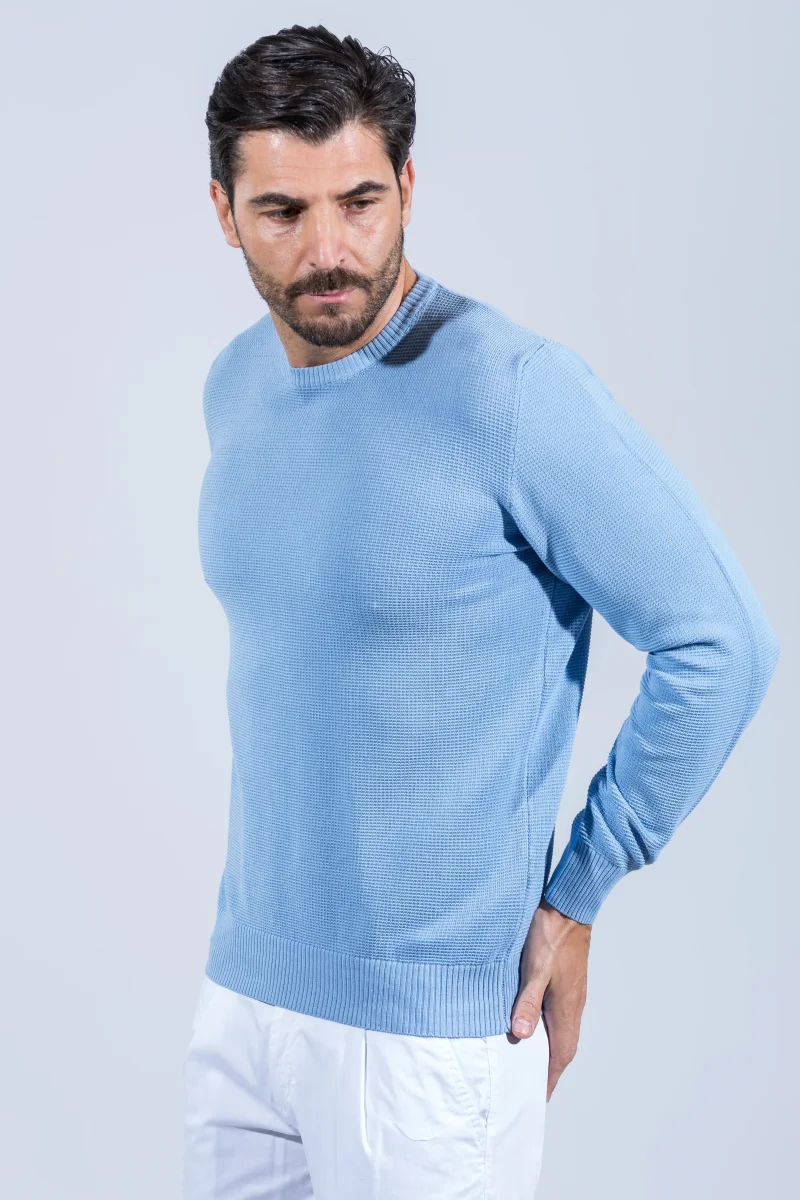 MAGLIA GIROCOLLO COTONE TRAMA ARMATURATA - immagine 3