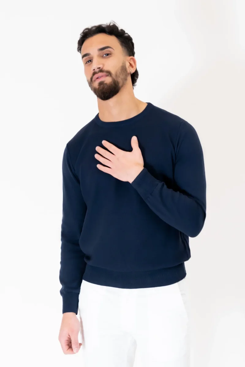 MAGLIA GIROCOLLO COTONE NIDO D'APE - immagine 7