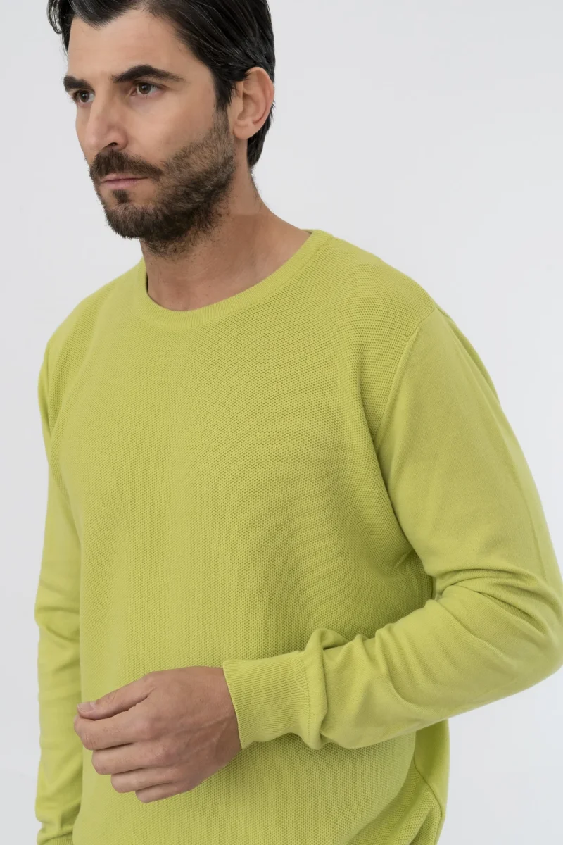 MAGLIA GIROCOLLO COTONE NIDO D'APE - immagine 3