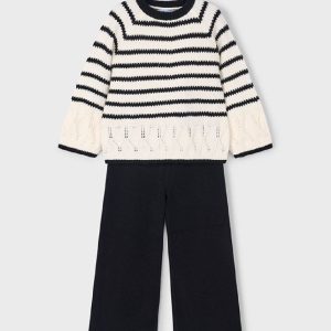 MAYORAL Completo pantalone e magione righe bimba NERO