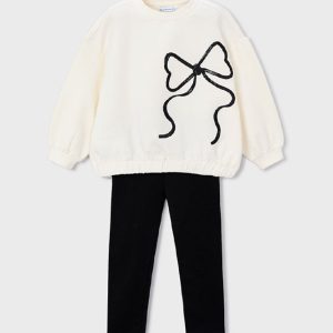MAYORAL Completo leggings e felpa fiocco bambina NERO