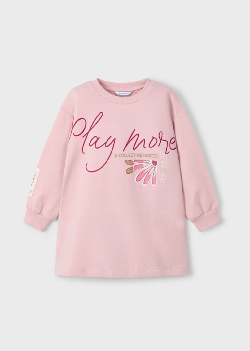 MAYORAL Vestito felpa scritta bambina 4929 nudo - immagine 2