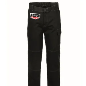 PANTALONE UOMO DA LAVORO CLASSICO CON ELASTICO POSTERIORE E LOGO LATO TASCA GAMBA DESTRA