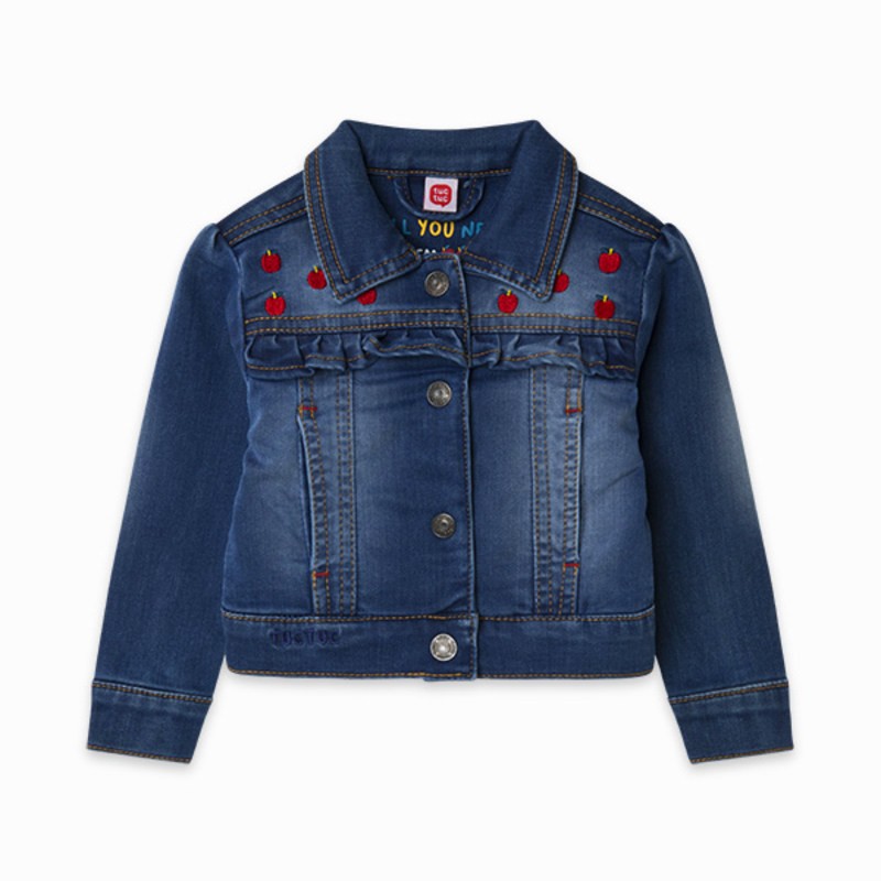 Tuc Tuc GIUBBOTTINO DI JEANS ELASTICIZZATO CON RICAMIO E VOLANT AZUL