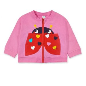 Tuc Tuc giubbino in felpa primaverile rosa con stampa coccinella tiny critters