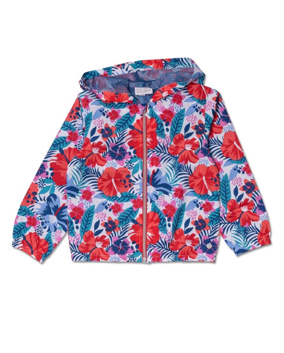 Tuc Tuc giubbotto primaverile con cappuccio, fantsia fiorata, 11349927 rosso