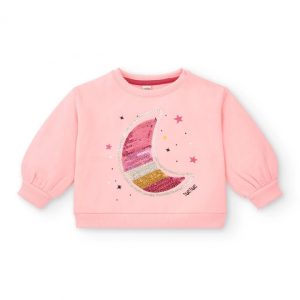 Tuc Tuc Felpa rosa con motivo a luna e paillettes per bambina della collezione Cosmic Girl PINK