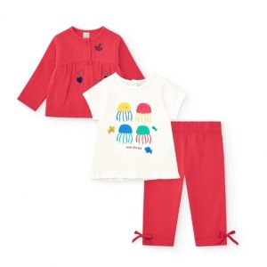 Tuc Tuc Completo 3 pezzi per bambina t-shirt leggings rossi e giacca ricamata 11388799 RED