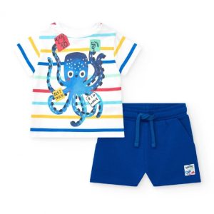 Tuc Tuc Completo per bambino con t-shirt a righe e bermuda blu regolabili 11389241 MAROON