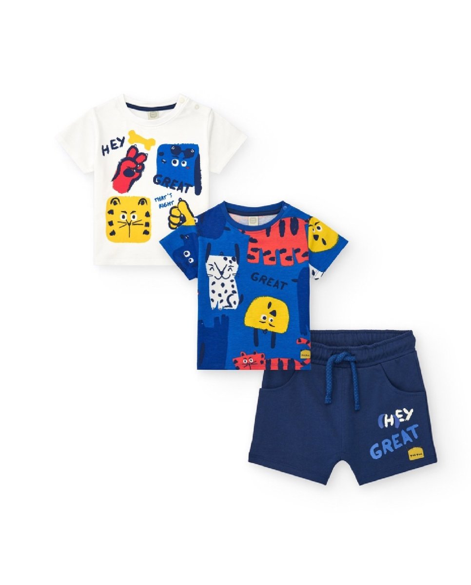 Tuc Tuc Completo per bambino con due t-shirt e pantaloncini blu 11389531 BLUE - immagine 2