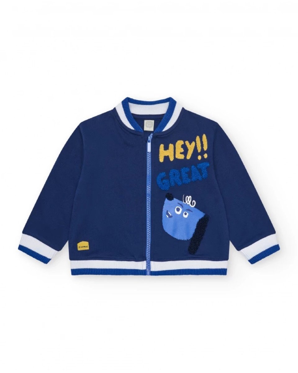 Tuc Tuc Giacca per bambino blu con dettagli bianchi e cerniera frontale 11389549 BLUE - immagine 2