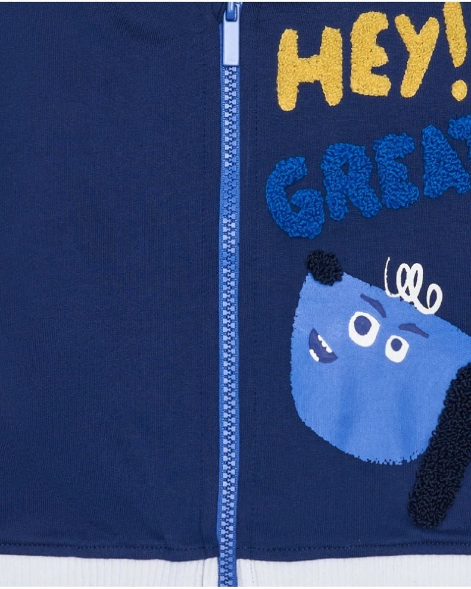 Tuc Tuc Giacca per bambino blu con dettagli bianchi e cerniera frontale 11389549 BLUE - immagine 3