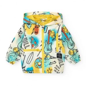 Tuc Tuc Giacca a vento con cappuccio per bambino gialla fantasia chitarre e skate 11389744 WHITE