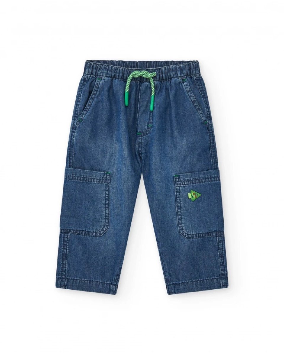 Tuc Tuc jeans cargo leggero per bambino con dettagli verdi 11389831 BLUE - immagine 2
