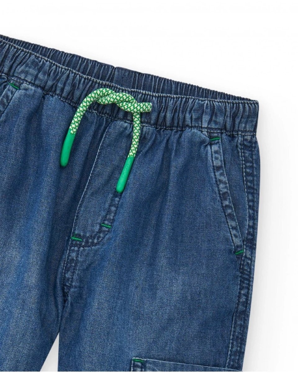 Tuc Tuc jeans cargo leggero per bambino con dettagli verdi 11389831 BLUE - immagine 4