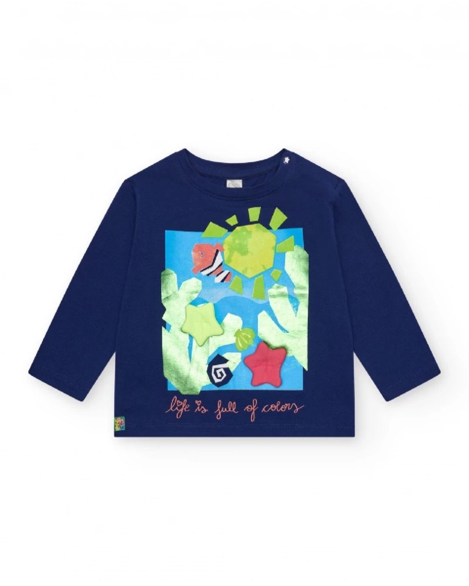 Tuc Tuc maglia manica lunga per bambina blu con stampe e applicazioni 11389892 BLUE - immagine 2