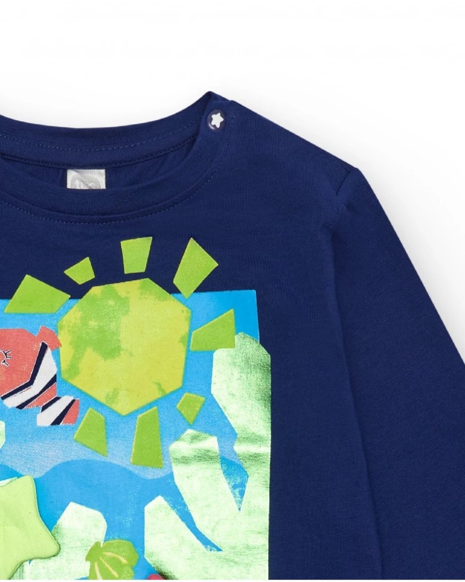 Tuc Tuc maglia manica lunga per bambina blu con stampe e applicazioni 11389892 BLUE - immagine 4